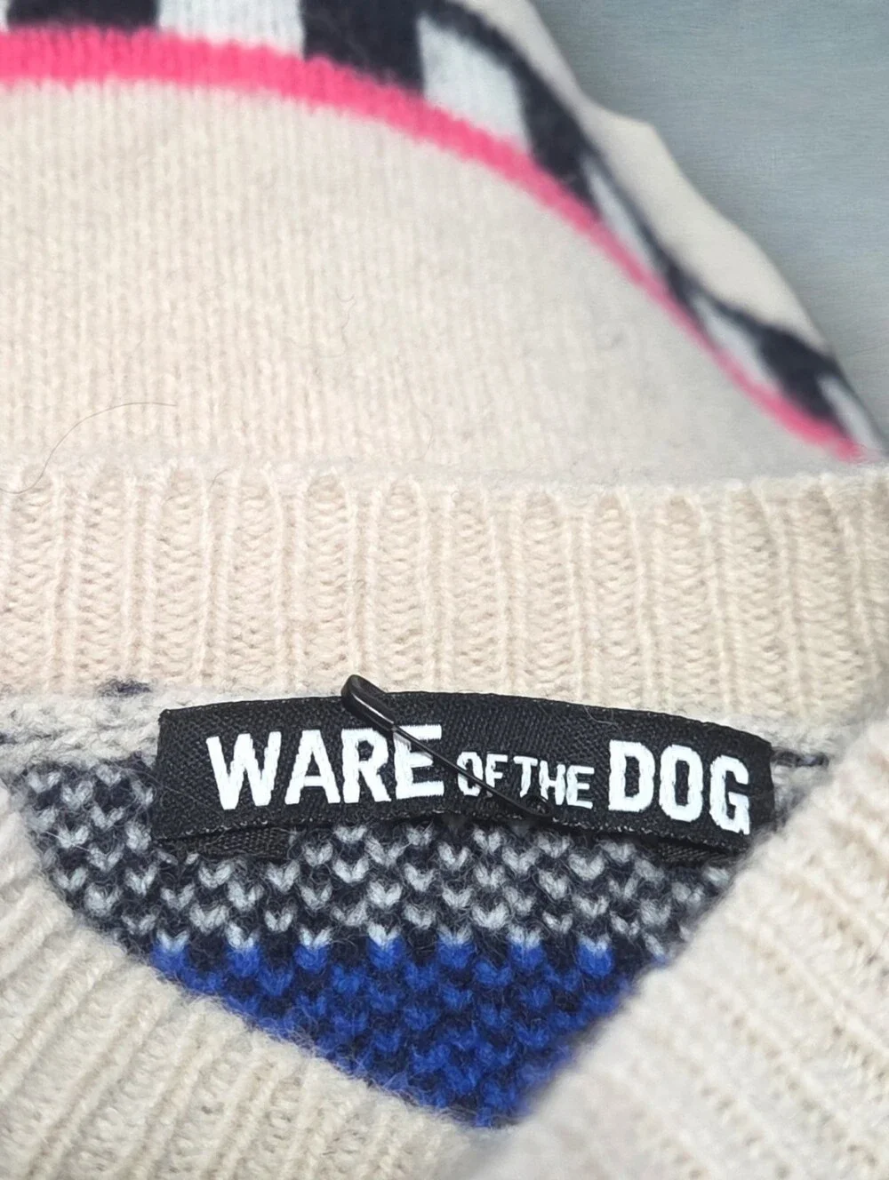 WARE OF THE DOG Fairisle Merino Wool Dog Sweater Size 3 - 15